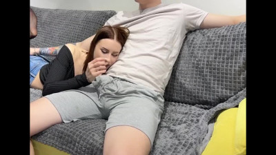 Ava Dyson enjoys blowing stepdad on the couch