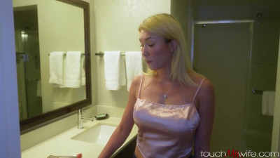 Kinky Guy Talks His Pretty Slim Busty Blonde Wife Into Fucking With His Colleague In Front Of Him