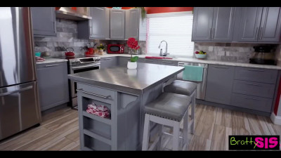 Fucked my skinny Blonde inked step-sis Chloe Tepmle in the kitchen