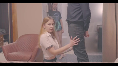 Ginger babe fucks another guy in while her's watches them