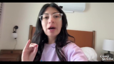 Latin babe in nerdy glasses lets her ski instructor pour a cumshot on her face.