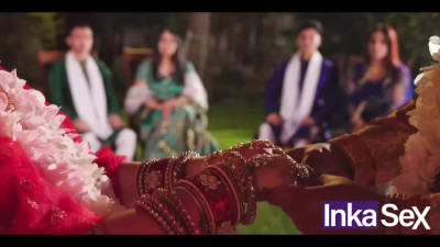 Vigorous group fuck arranged by stepdaughters after a hindu wedding