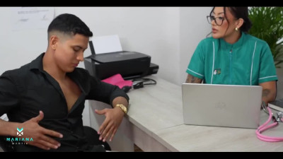 Gorgeous latina doctor seduces her patient to have a vigorous fuck