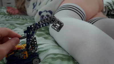 My slut wife with a curvy ass helps me assemble legos while my cock fucks her hole